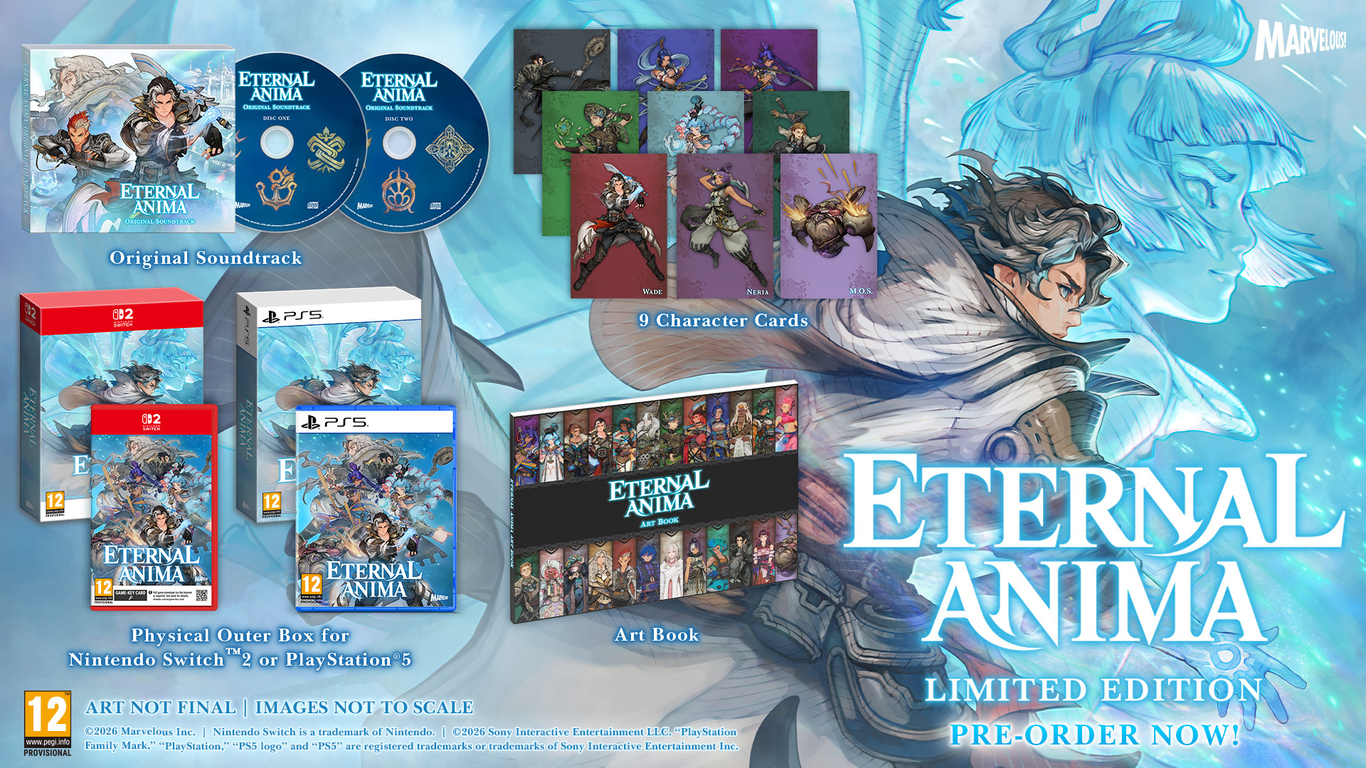 All the contents for the Eternal Anima Deluxe Edition on PS5 and Nintendo Switch